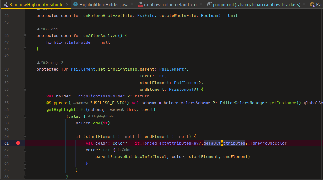 Rainbow brackets scope highlighting not working with Hiberbee Theme ...