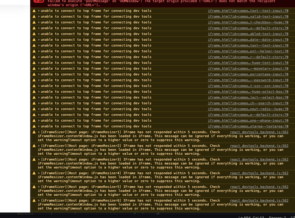 SB is throwing warnings about connecting to iFrames with react dev