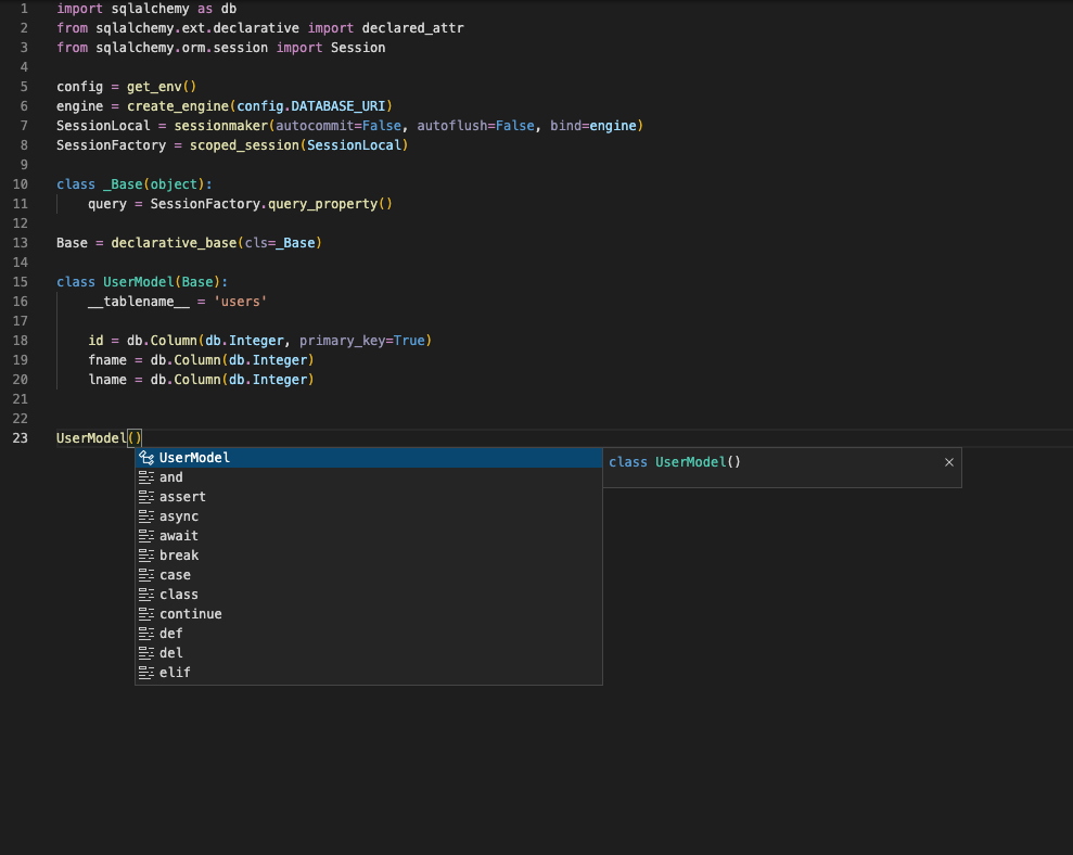 Intelisense Support SQLAlchemy ORM Class · Issue #1476 · microsoft ...