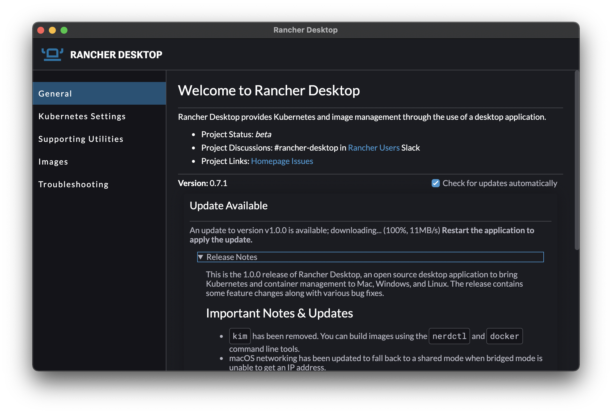 Rancher-Sandbox/Rancher-Desktop V1.11.1 On Github – AAMGV