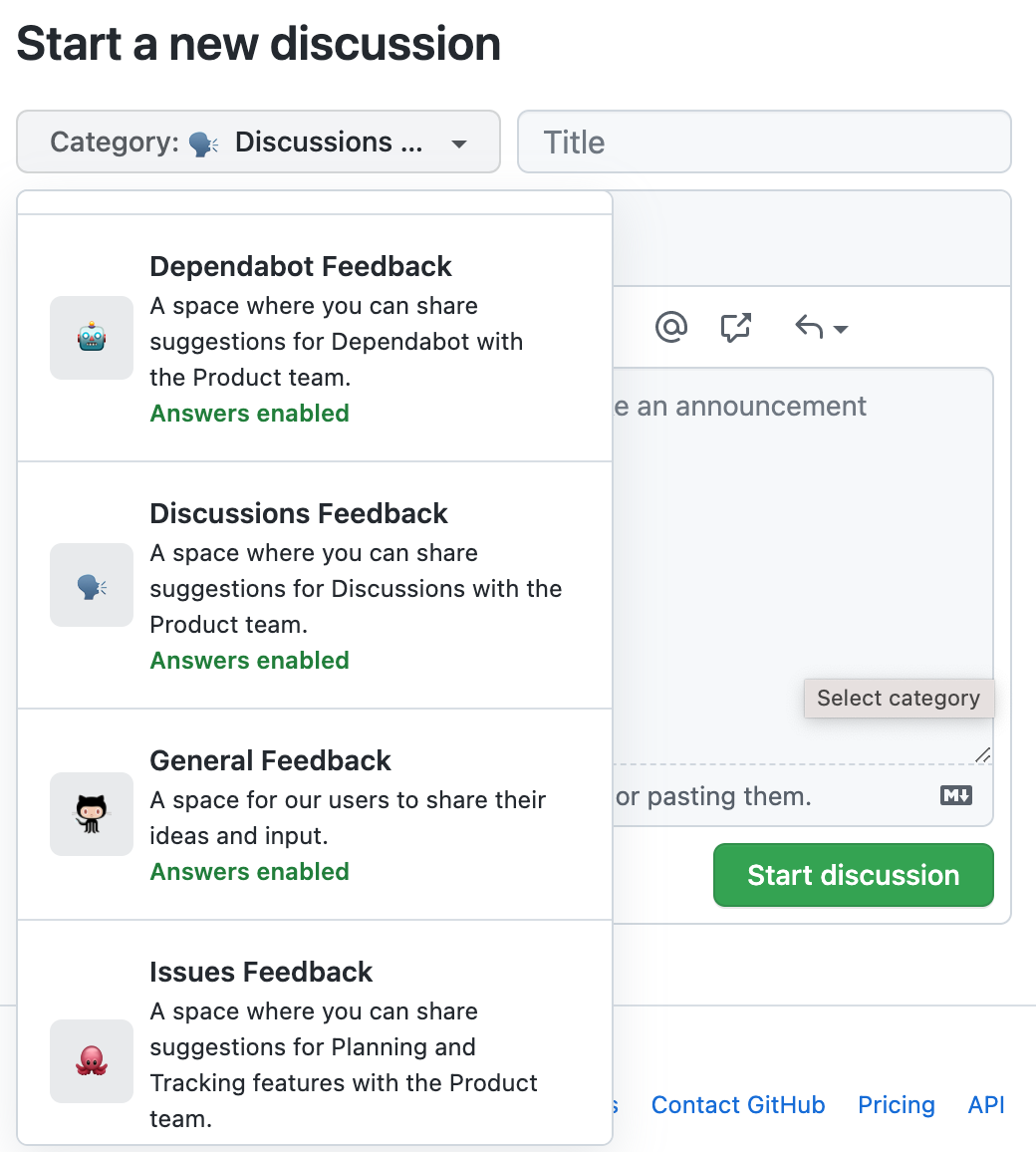 Current discussion category should visually indicated in dropdown ...