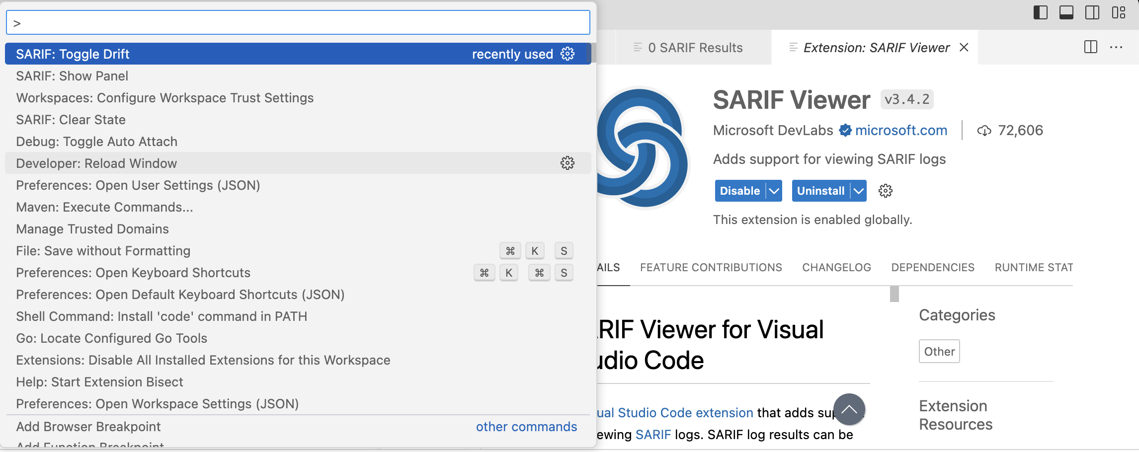 command 'sarif.toggleDrift' not found · Issue #529 · microsoft/sarif ...
