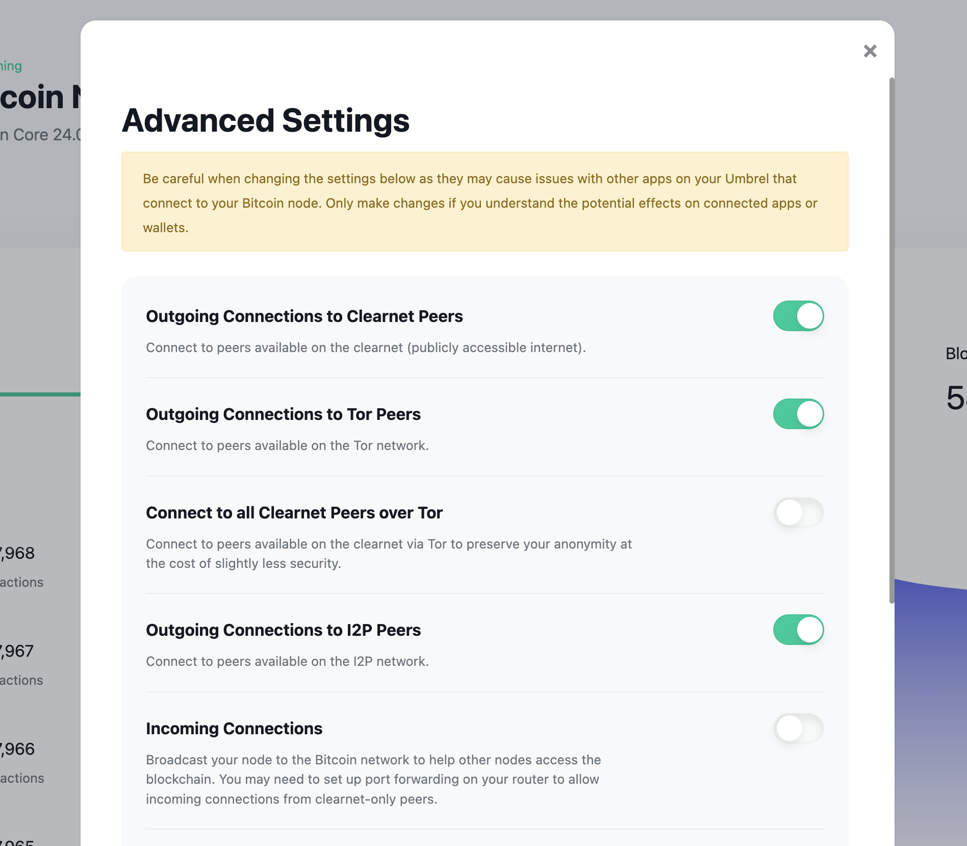 Consider not enabling BIP37 for untrusted peers / not setting  `-peerbloomfilters` by default in `bitcoind` settings · Issue #1624 ·  getumbrel/umbrel