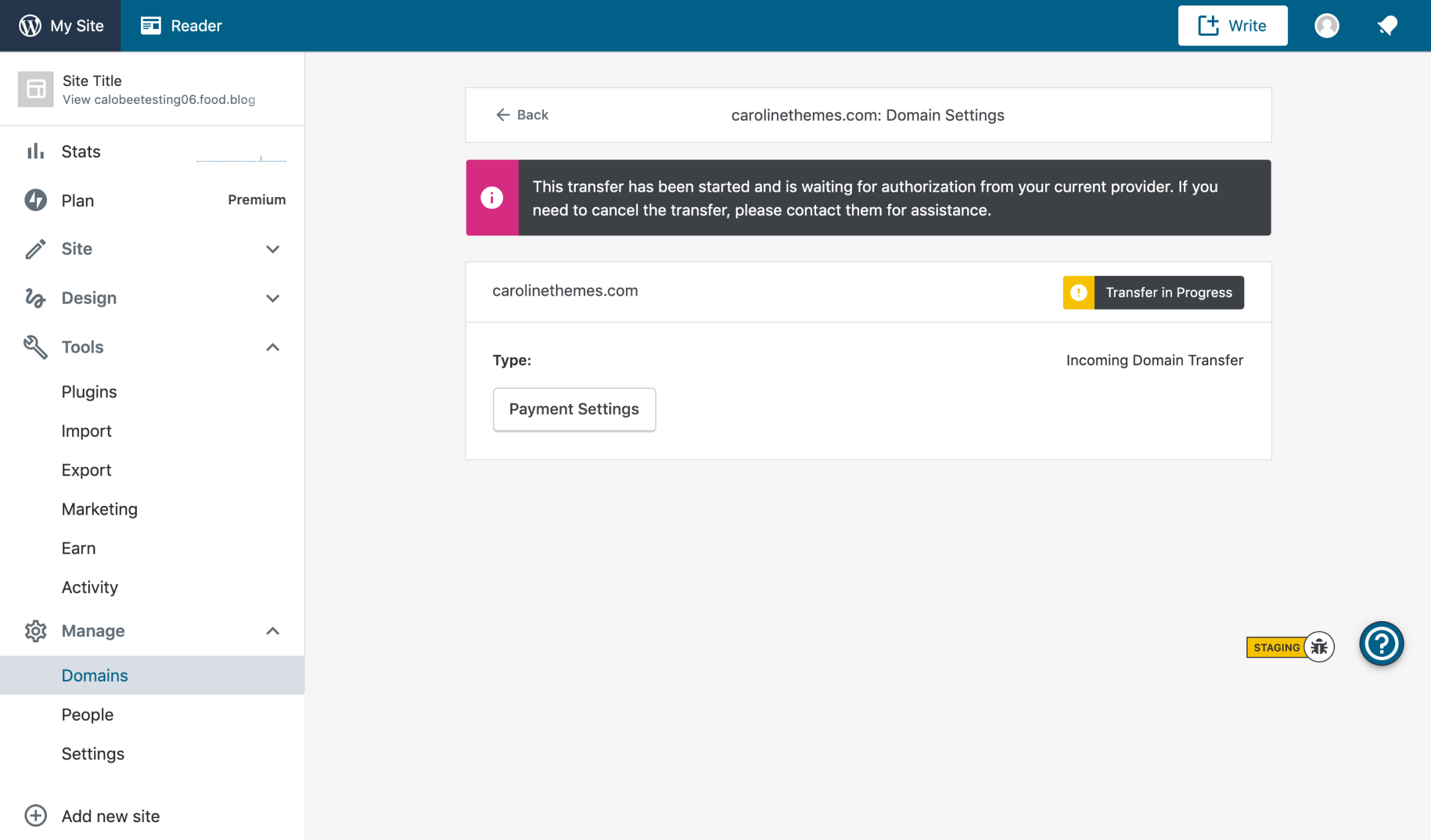 screencapture-wordpress-domains-manage-carolinethemes-com-transfer-in-calobeetesting06-food-blog-2019-09-11-16_26_01