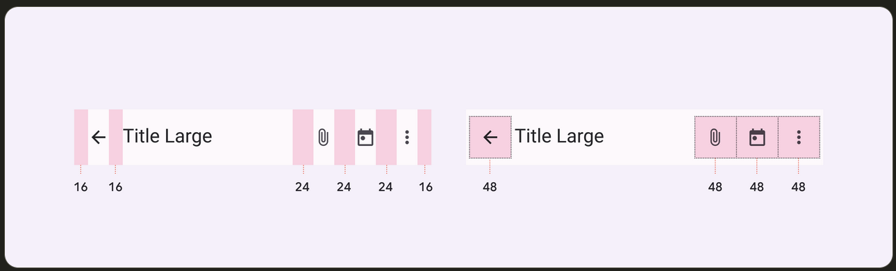 Update `AppBar` actions according to Material 3 specs · Issue #115722 ...