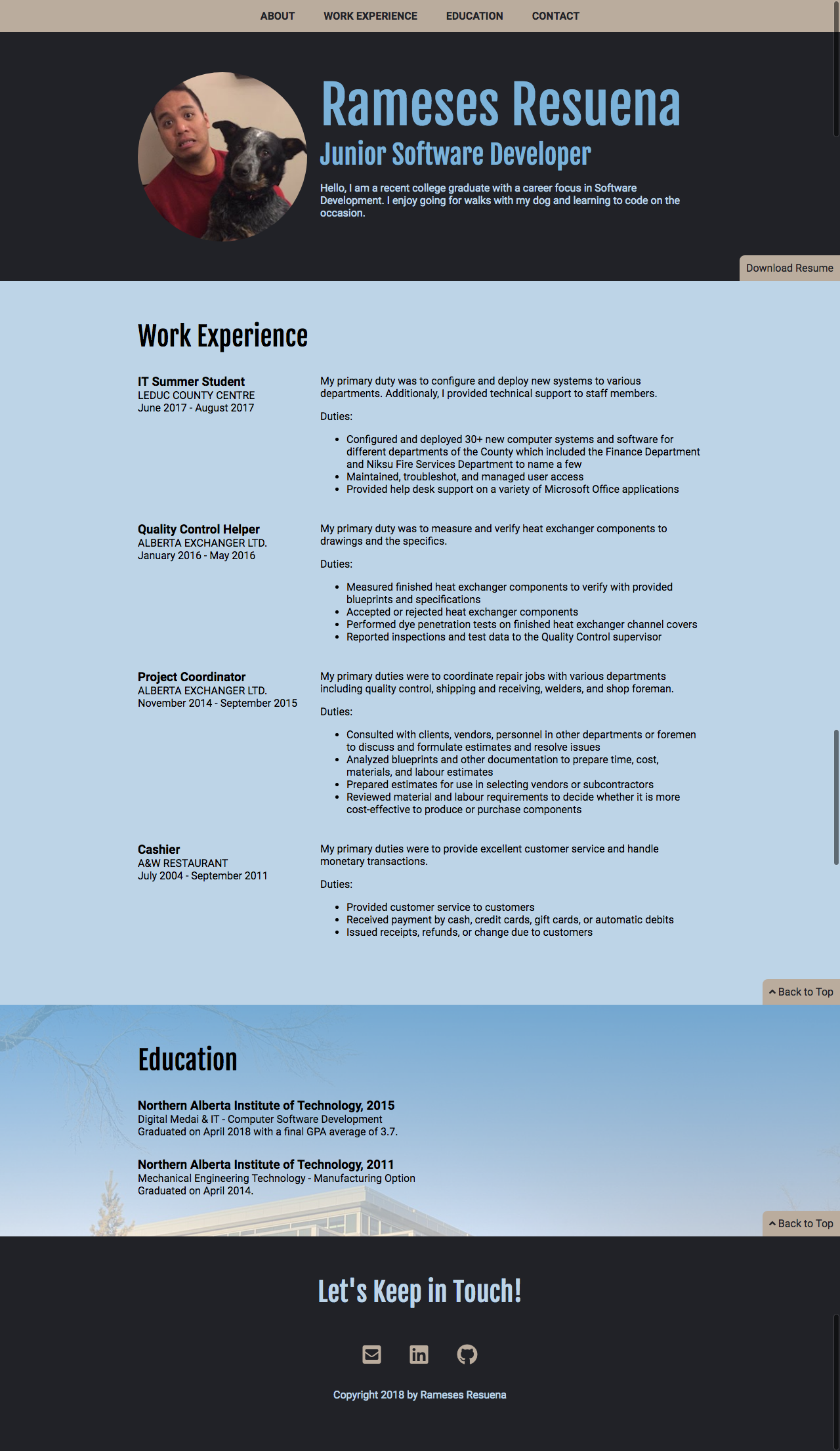 GitHub - iWolfram/css-resume: CSS Essential Training 1 project from ...