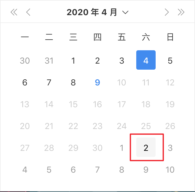 The disableddate property of calendar component doesn't cover completely · Issue 644 ·