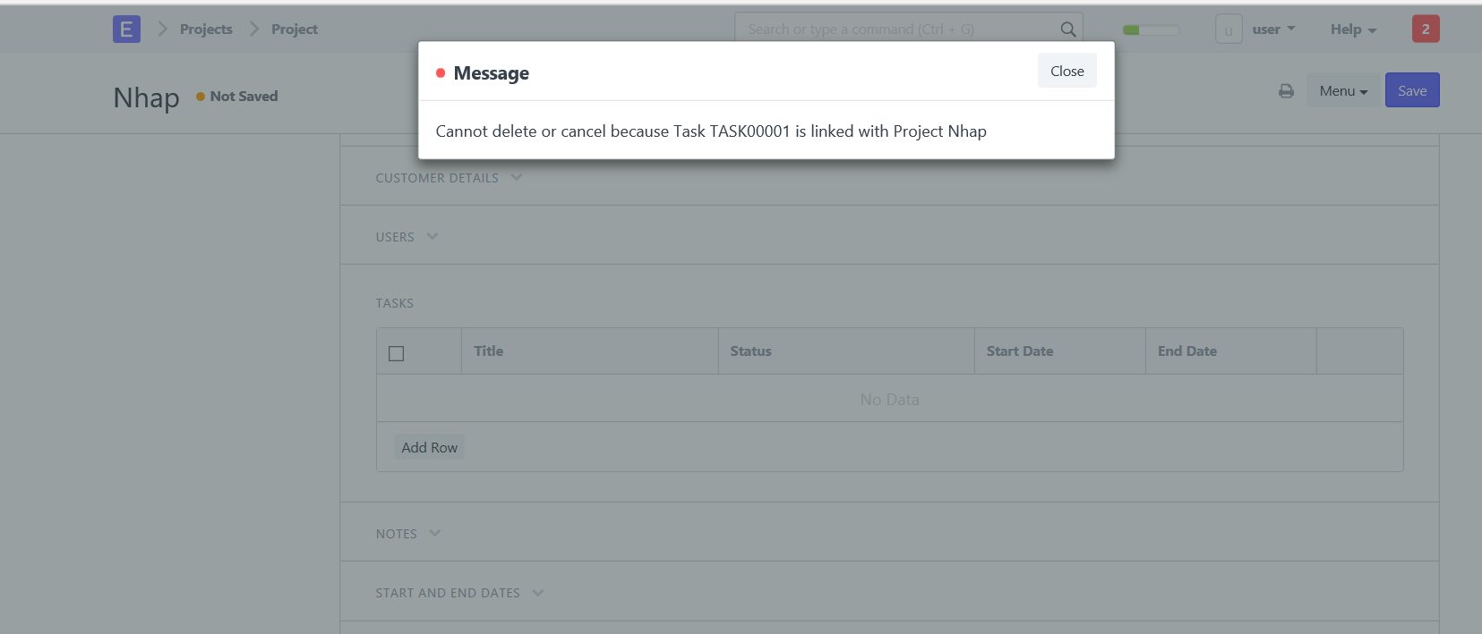 Delete task linked to project · Issue #14907 · frappe/erpnext · GitHub