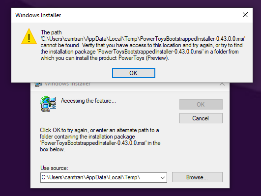 Cannot uninstall or install new version of PowerToys · Issue #13522 ...