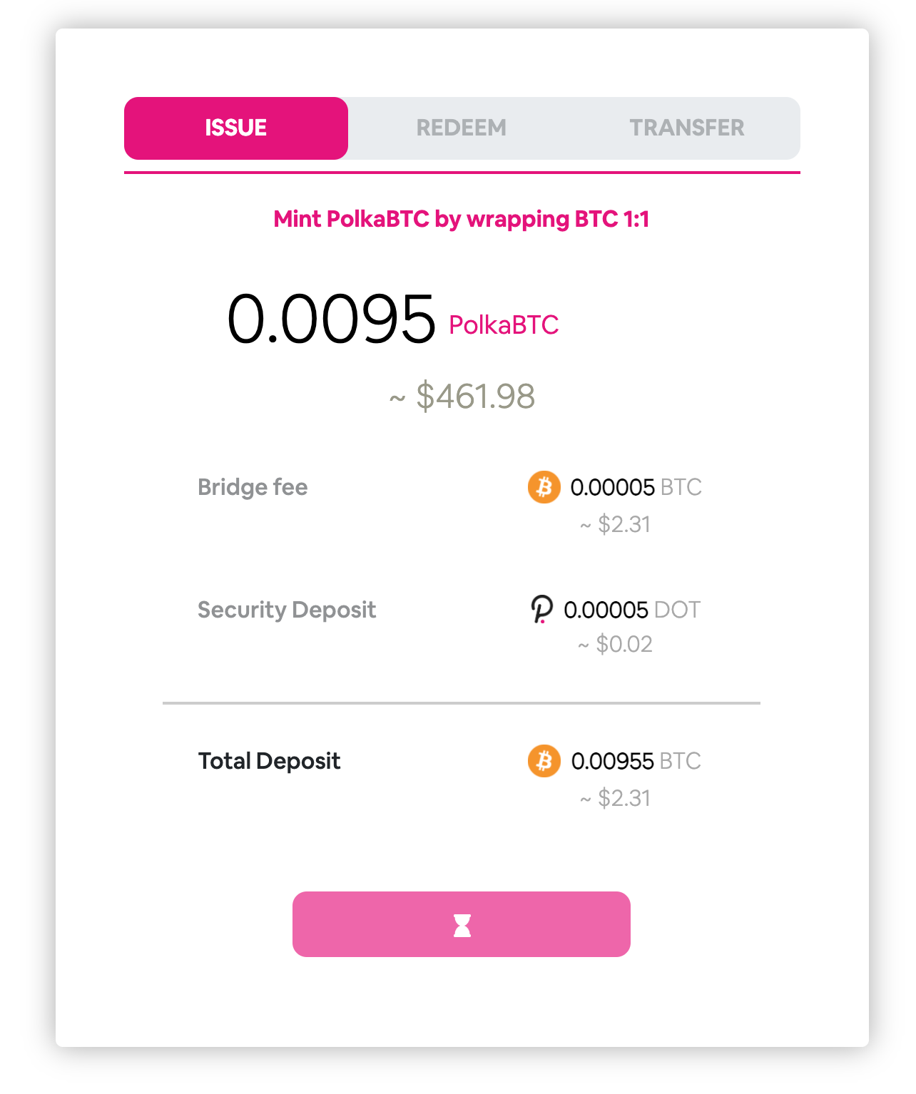 Minting takes too long to confirm · Issue #75 · interlay/polkabtc-ui