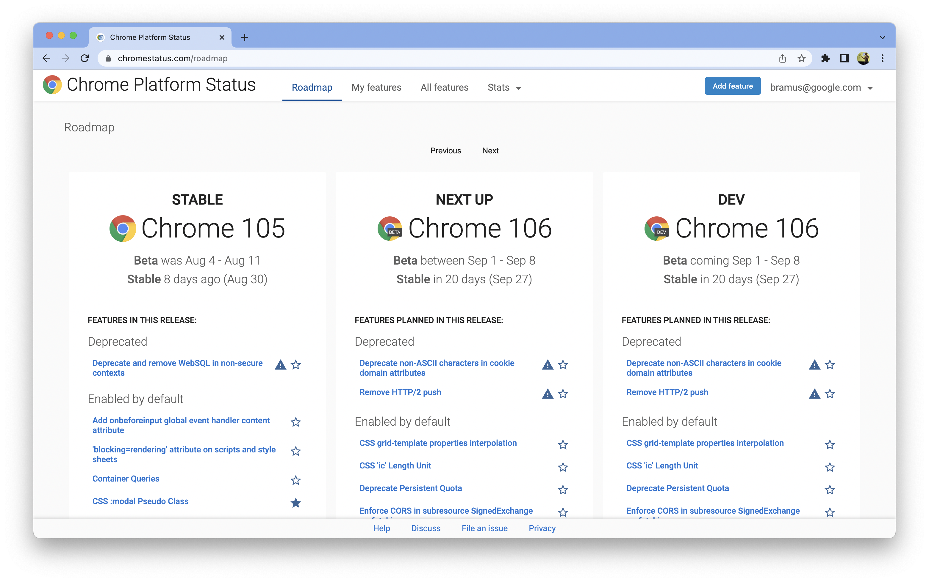Version not showing on roadmap · Issue #2215 · GoogleChrome/chromium ...