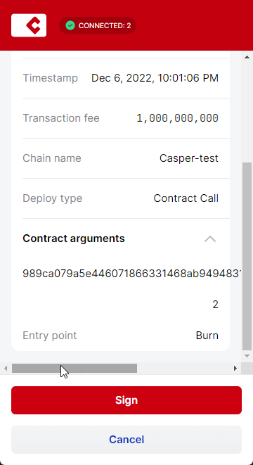 The names of the contract call arguments are missing in the screen with ...