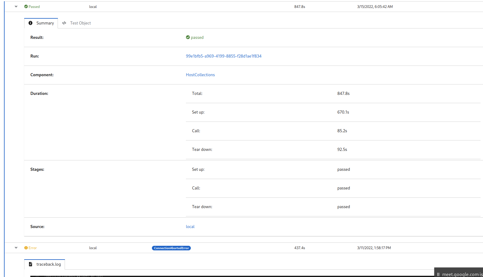 Test history failures only show traceback · Issue #311 · ibutsu/ibutsu ...