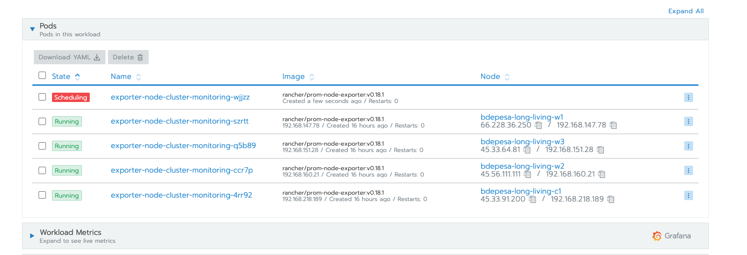 Rancher monitoring `exporternodeclustermonitoring` cannot be