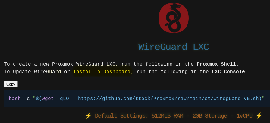 Wireguard Dashboard Removed from V5 Script · Issue #896 · tteck/Proxmox ...