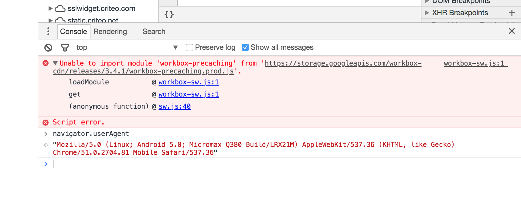 Precaching issue for Android Chrome v50-v56 · Issue #1769 ...