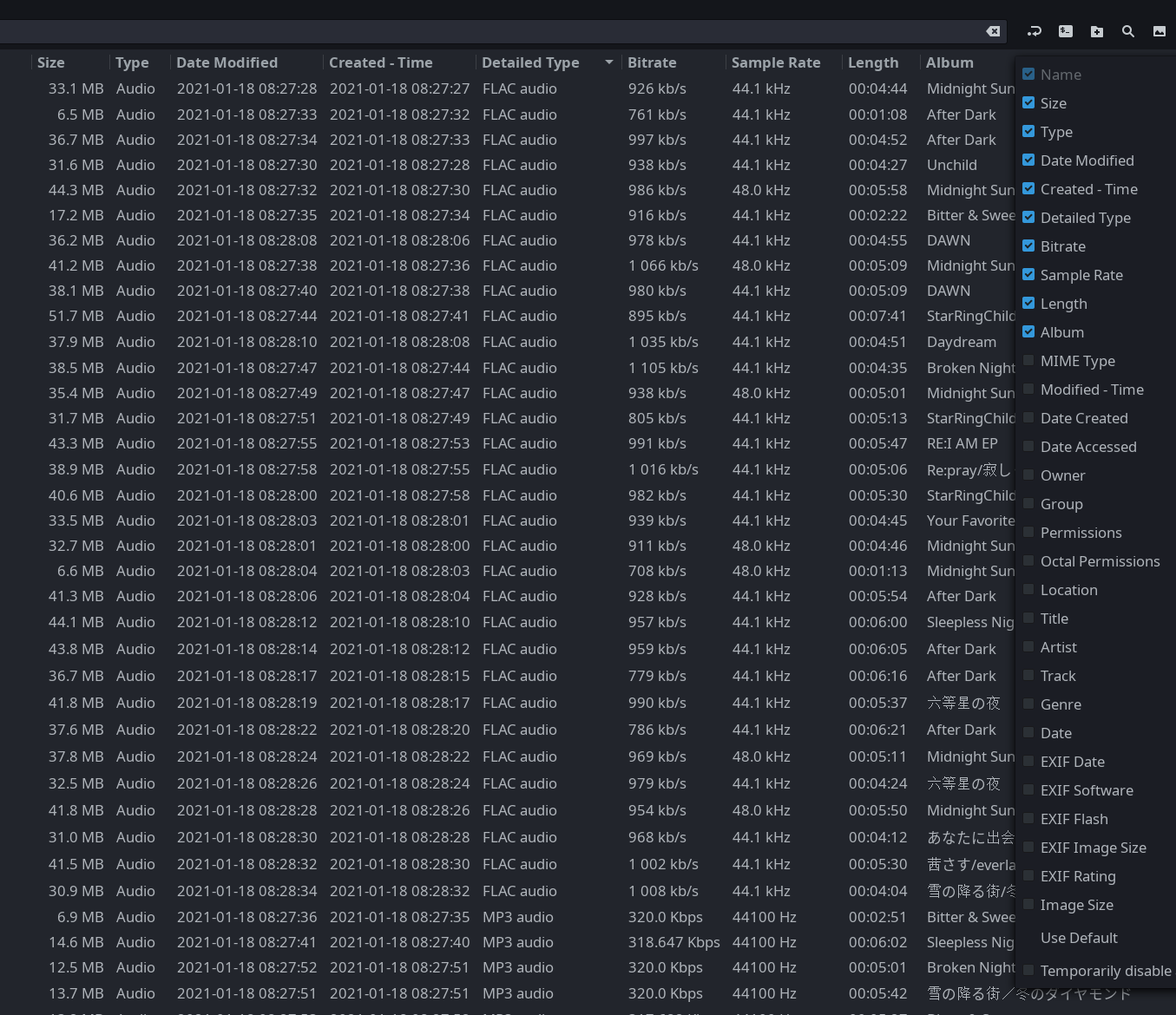 [Feature Request]More linemodes and sort it for files such as audio ...