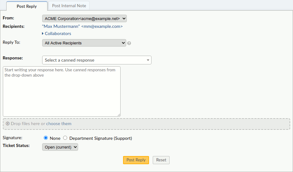 Canned response enables WYSIWYG editor · Issue 5547 · osTicket