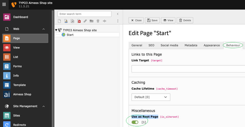 Create a root page