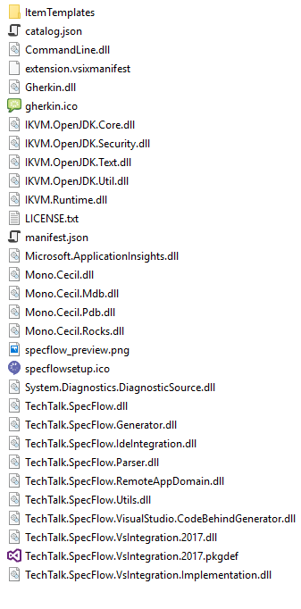 directory listing showing no .exe file