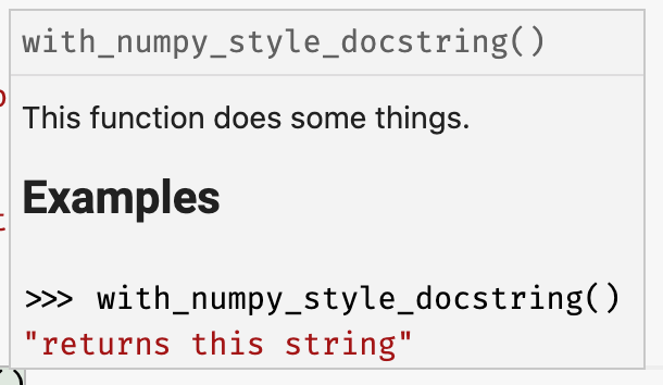 Doctest style examples in Numpy docstrings are poorly formatted · Issue ...