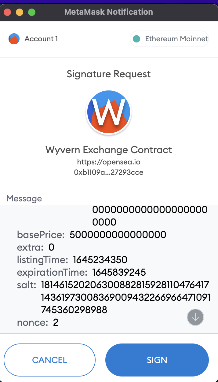 Opensea specific header during signature request for improved clarity