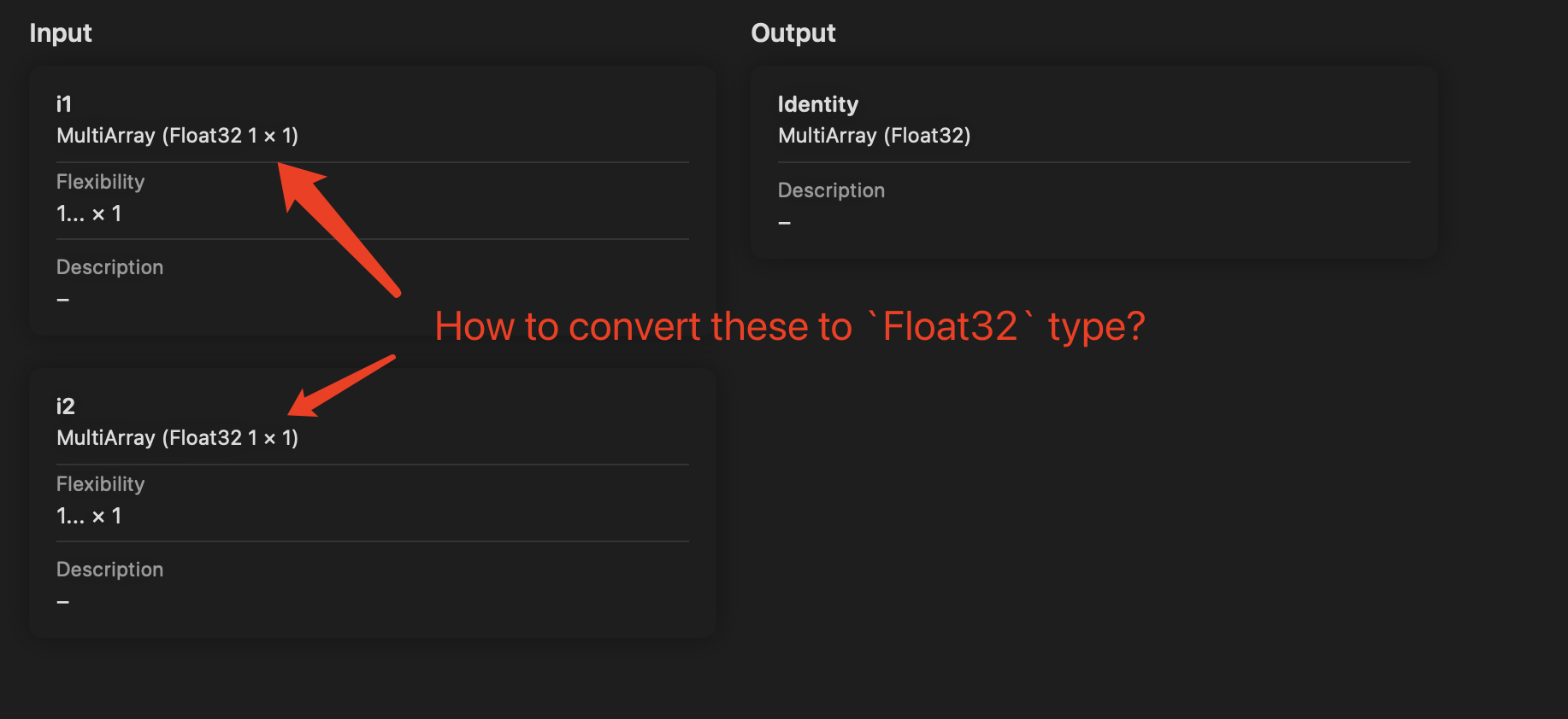 How to convert a `MultiArray (Float32 1 x 1)` input to a `Float32 ...