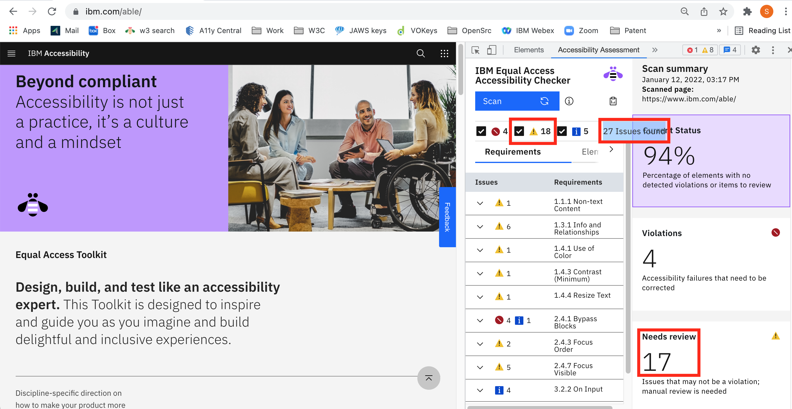 [BUG] Accessibility Checker scan "Needs review" total does not match ...