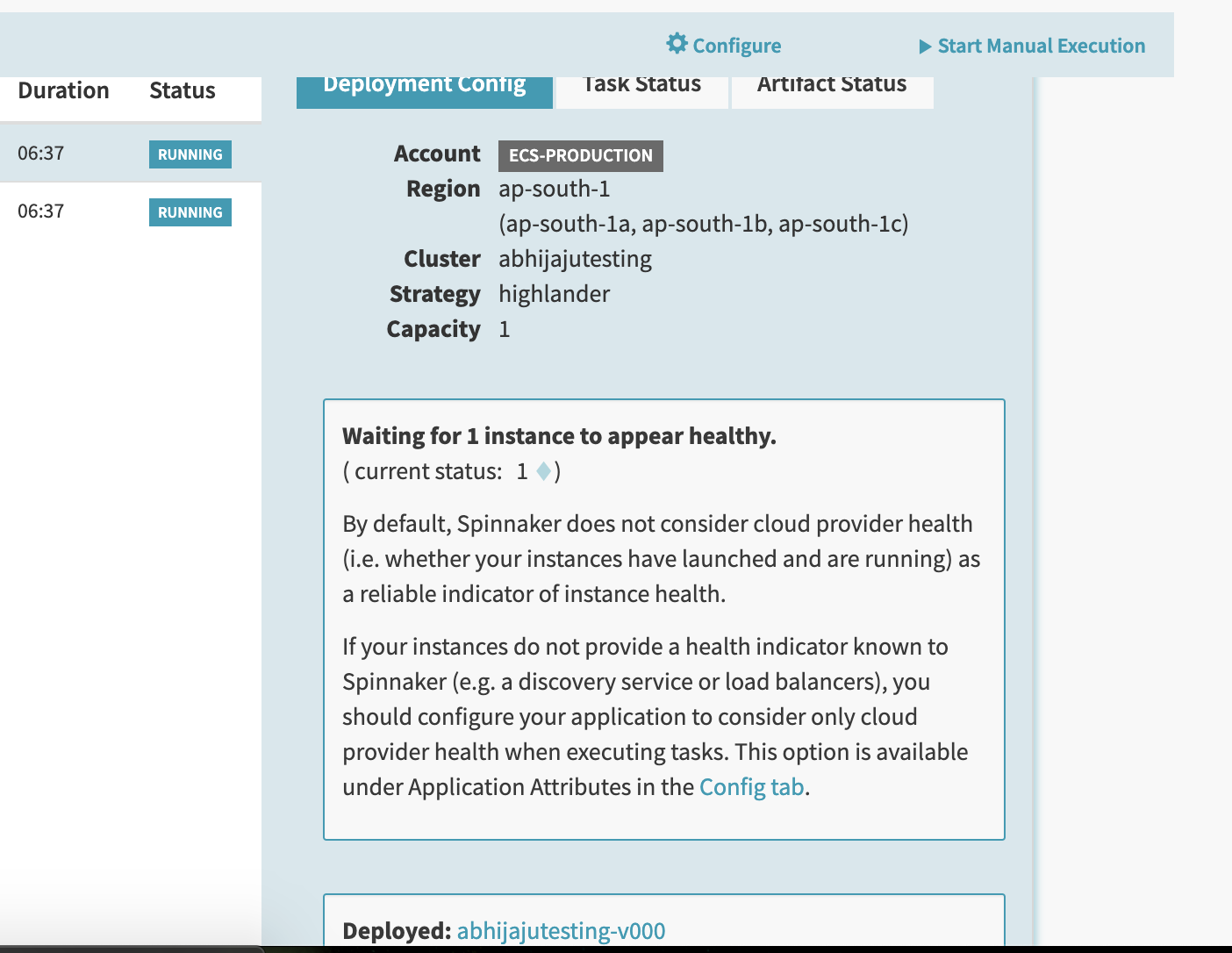Deploy stage stuck at Waiting for 1 instance to appear healthy · Issue ...