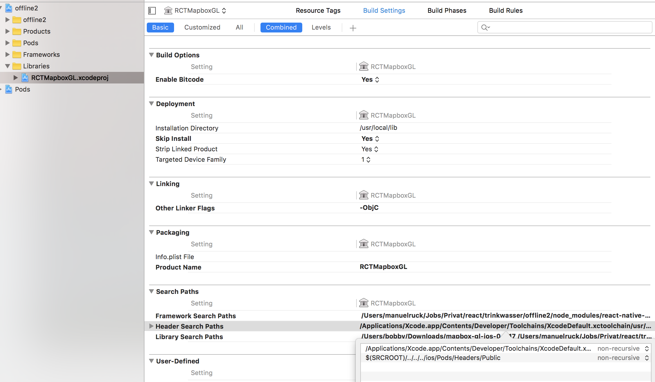 Component 'RCTMapboxGL' reregistered bubbling event 'topLongPress' as