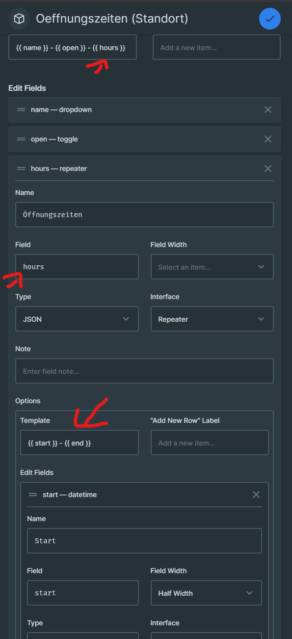 Use rendertemplate in repeater header · Issue 3135 · directus