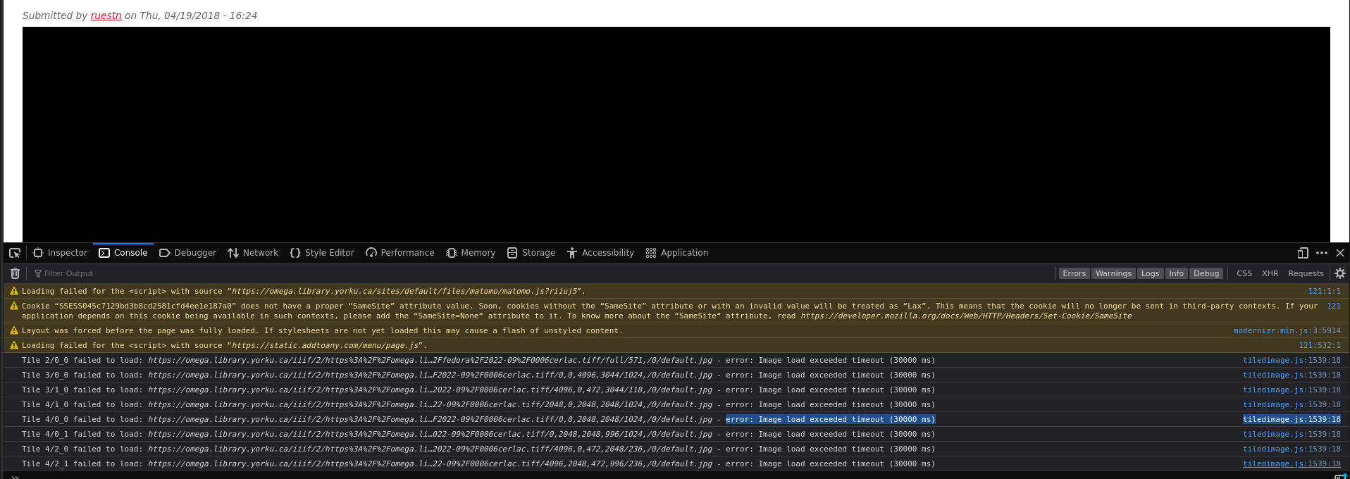 OpenSeadragon tile timeout issue - error: Image load exceeded timeout ...