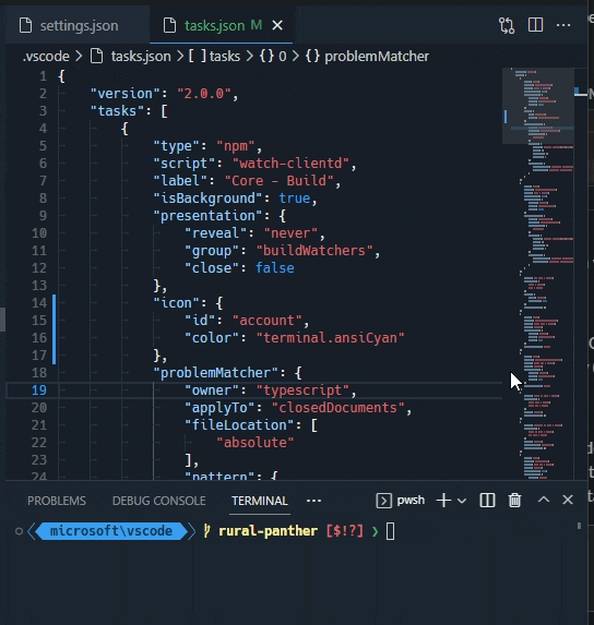 No task color in terminal tab · Issue #153490 · microsoft/vscode · GitHub