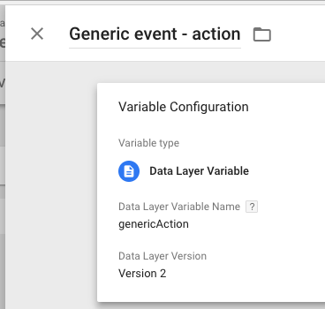 Variable configuration for action