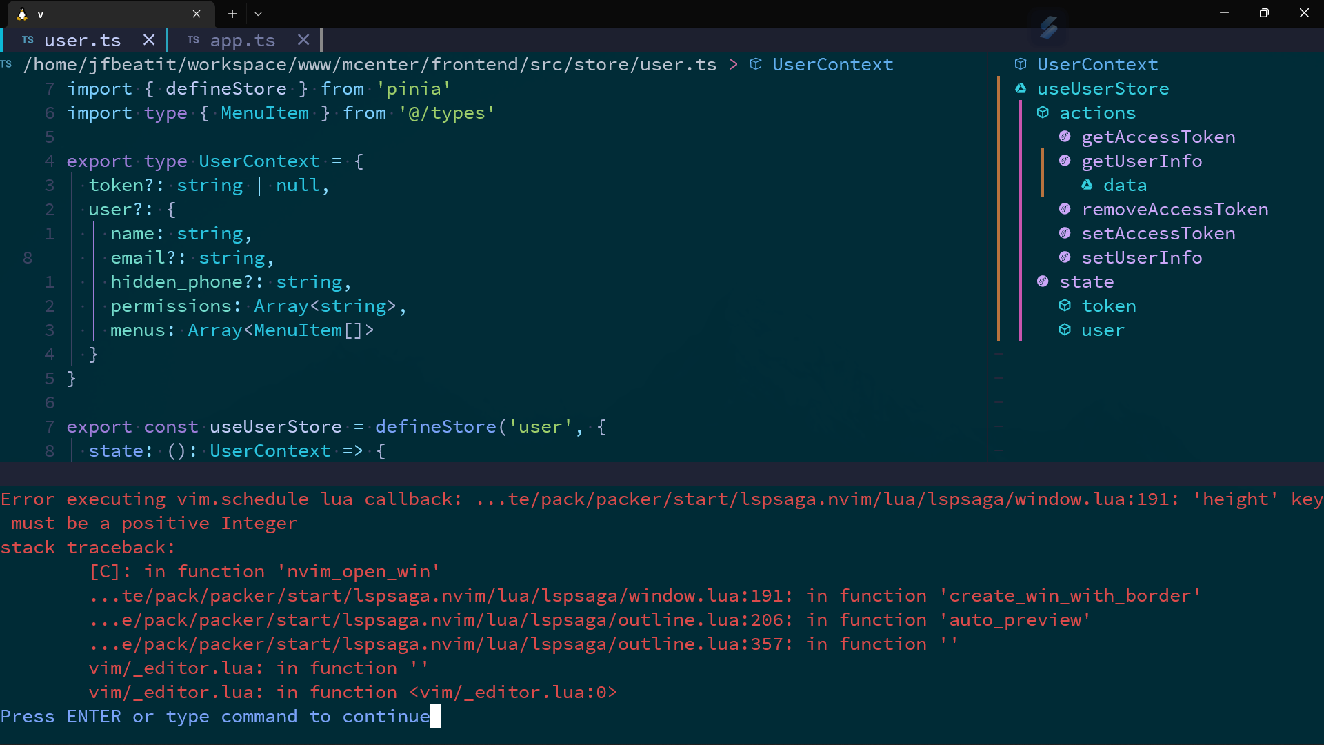 An error happened when i use outline · Issue #601 · nvimdev/lspsaga ...