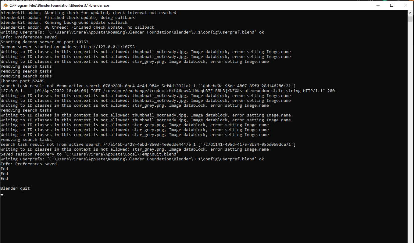 Blenderkit leaves open terminal on Windows after Blender is closed ...