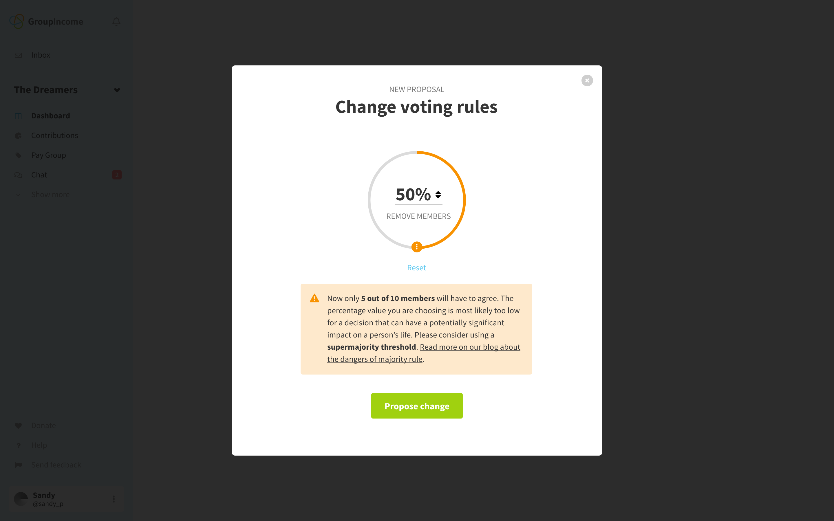 change voting rules - with warning