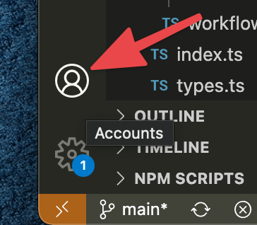 Location of the "Accounts" menu