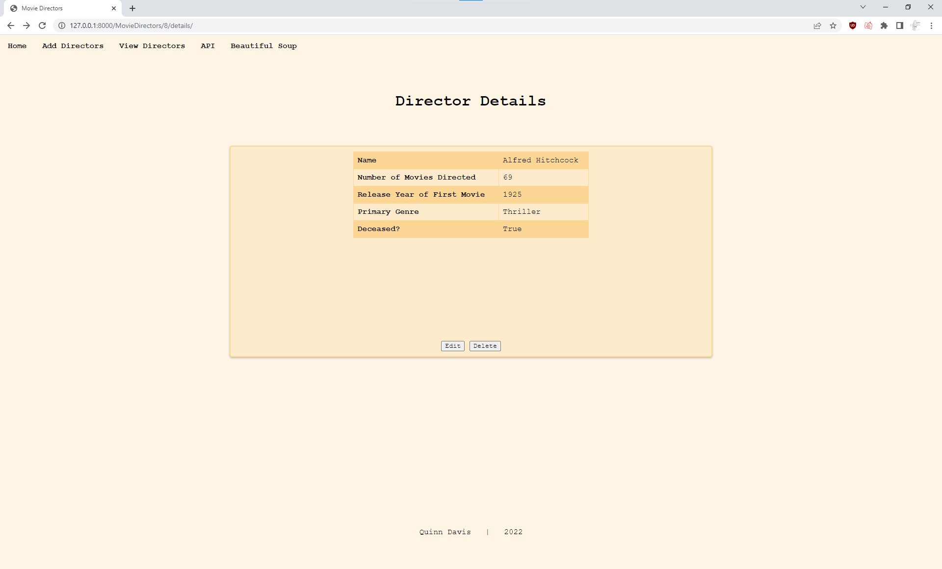 GitHub - quinnrdavis/Python-Live-Project: A CRUD app developed with Django