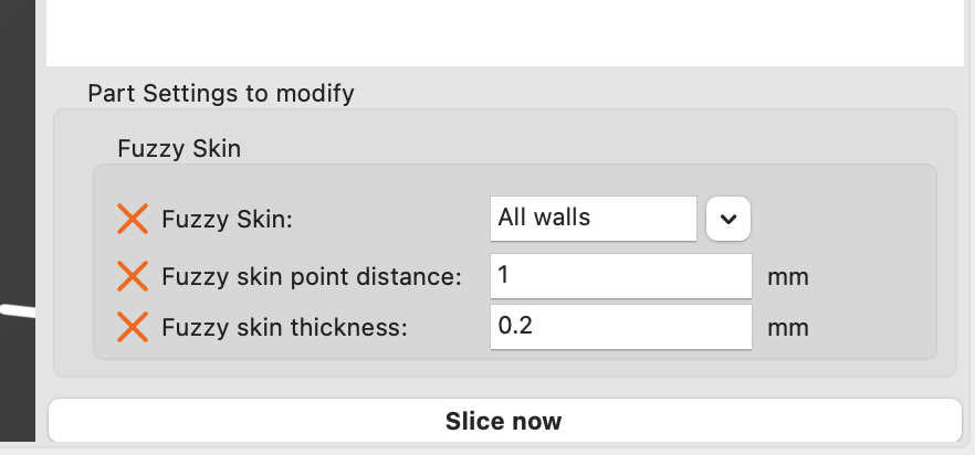 Fuzzy skin modifier settings shown in different order to project ...