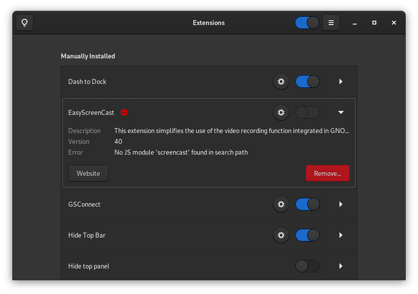 Extension not working in Gnome 3.38 (Fedora 33) · Issue 281