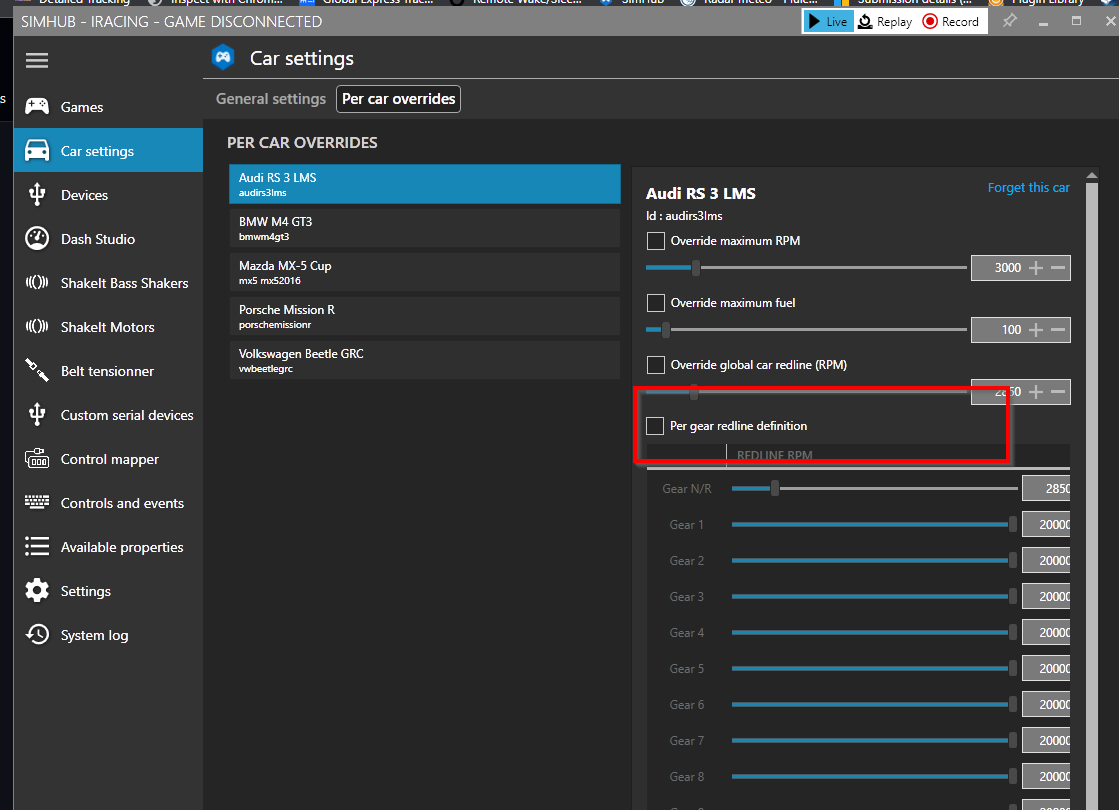 iRacing Caddy LMDh shift lights out of sync with game and revs. · Issue 1389 · SHWotever/SimHub