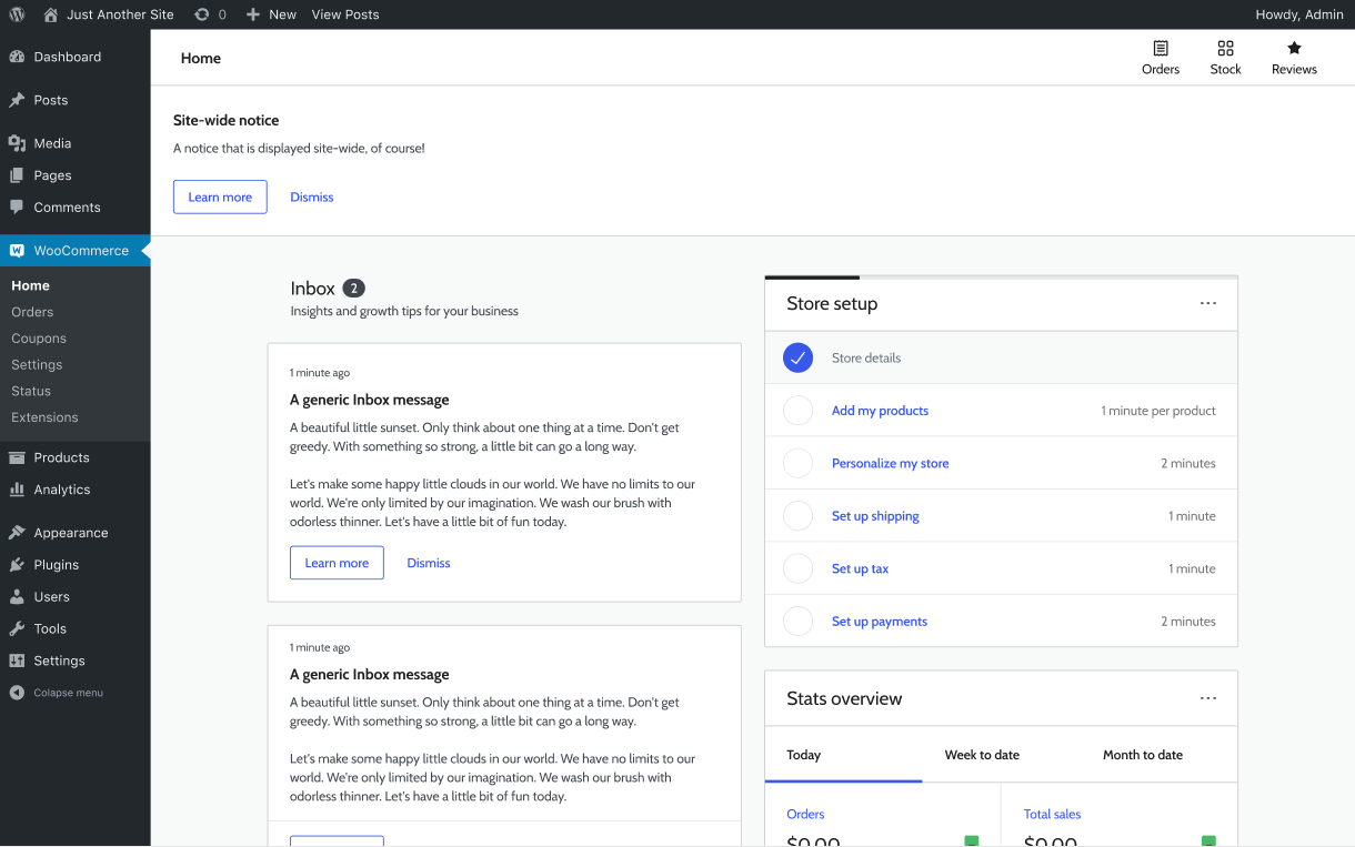 Ibox Panel Inbox panel in the home screen · Issue #4097 · woocommerce/woocommerce ...