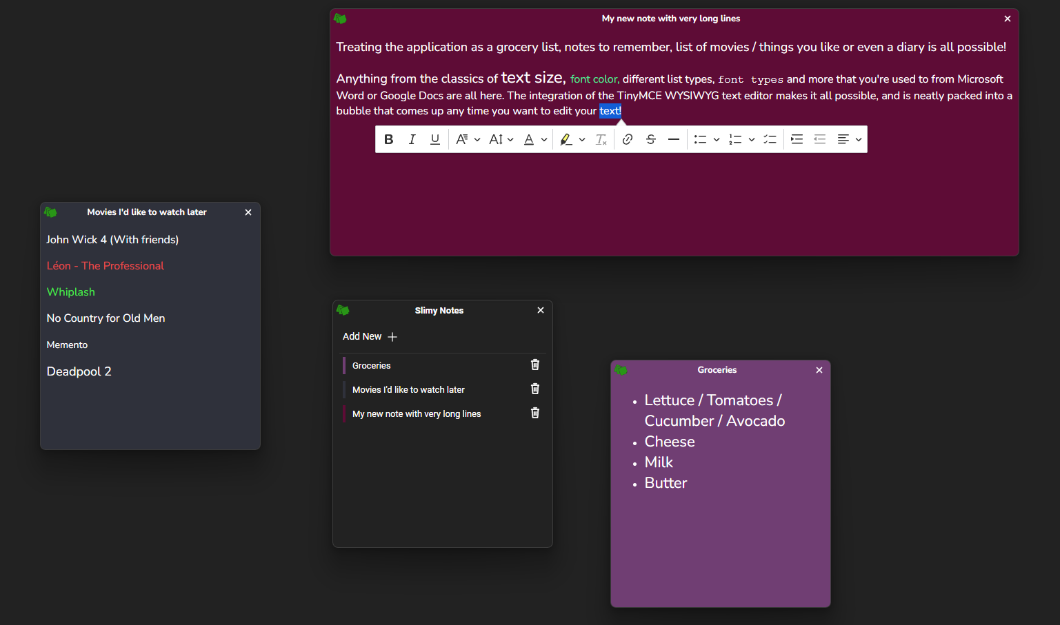 GitHub - oyvindfinsnes/Slimy-Notes: A simple and customisable notes ...