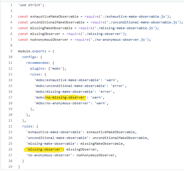 Definition for rule 'mobx/no-missing-observer' was not found · Issue ...