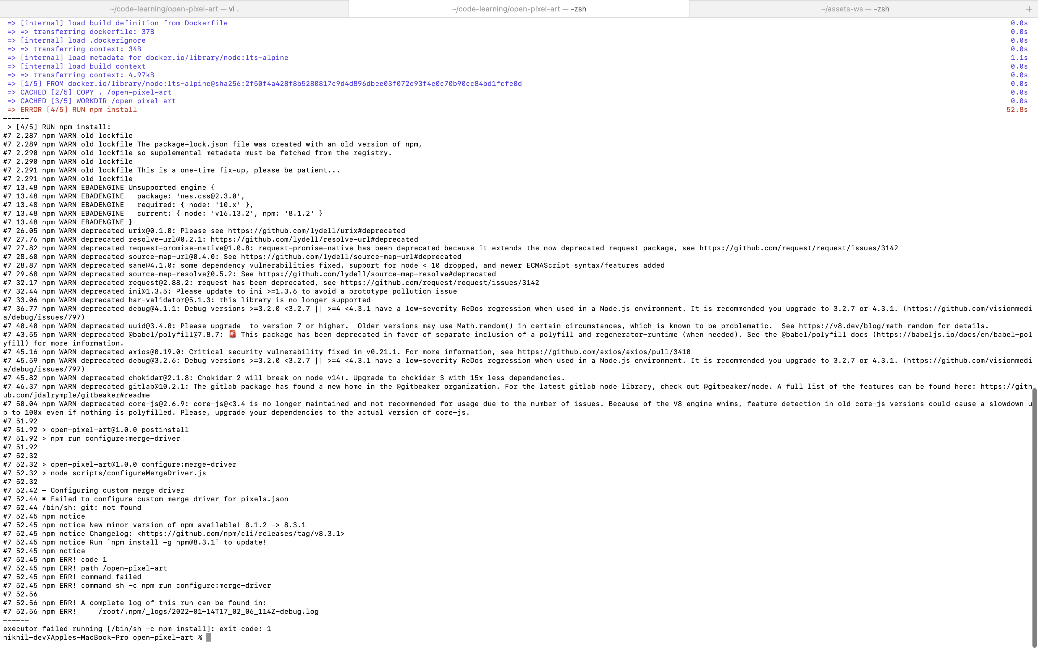 [BUG] Docker Build Failing in Step 4, npm POSTInstall | Git Not Found ...