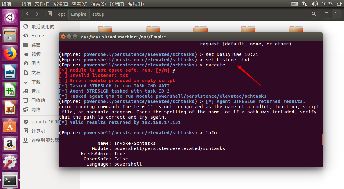 usemodule persistence/elevated/schtasks Unable to return · Issue #1216 ...