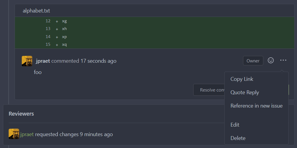 Code snippet and conversation button remain visible when deleting code ...