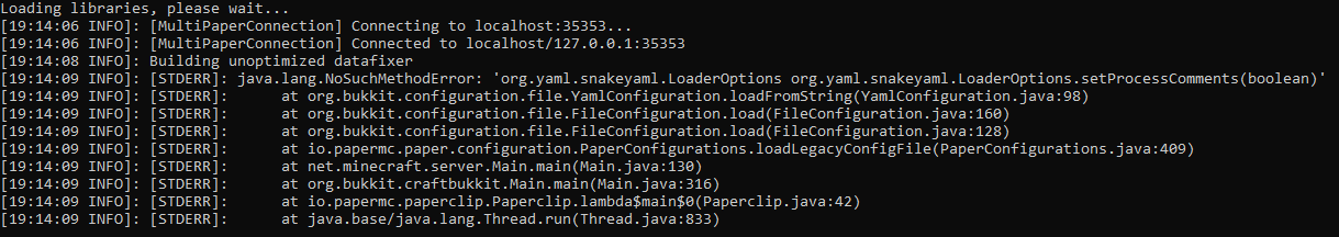 Error Starting Up Server On Latest Build Multipaper 1 19 2 32 Jar