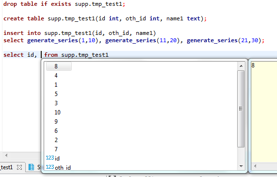 [PostgreSQL] Autocompletion returns values of previous column · Issue ...
